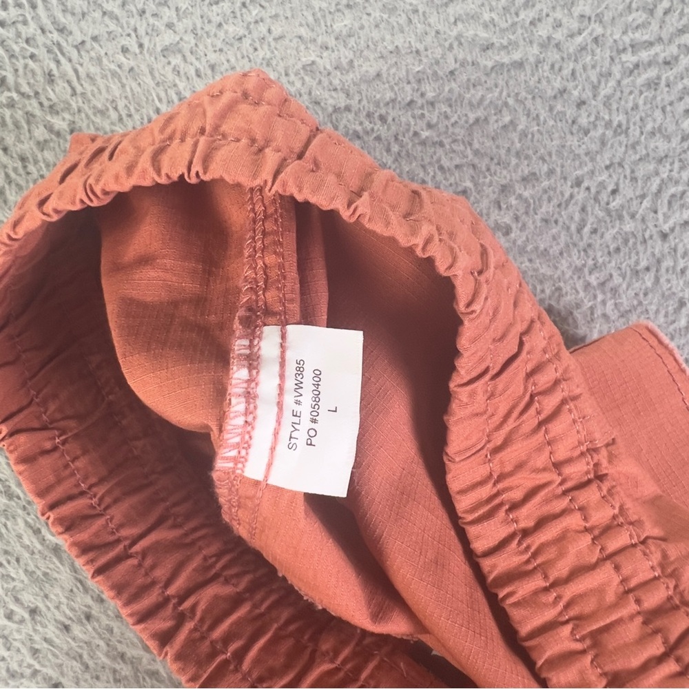 Vuori Vintage Ripstop Shorts Women Large Orange Cinnamon Drawstring Outdoor Hike - Picture 8 of 9